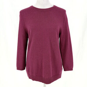 Talbots Sweater Womens Large Plum Purple Pure Cashmere Round Neck Pullover